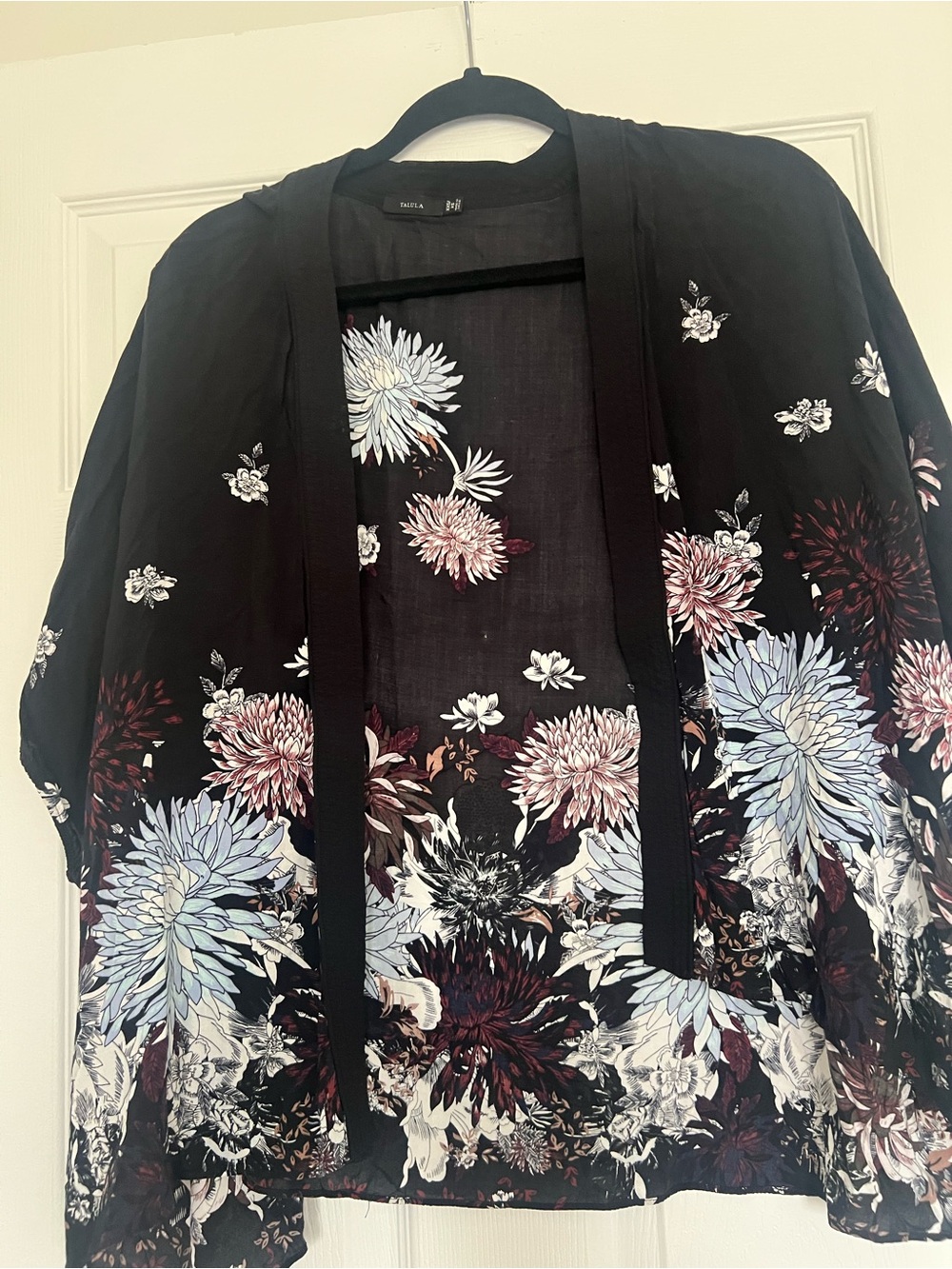 Black Floral Kimono Jacket Beach coverup XS